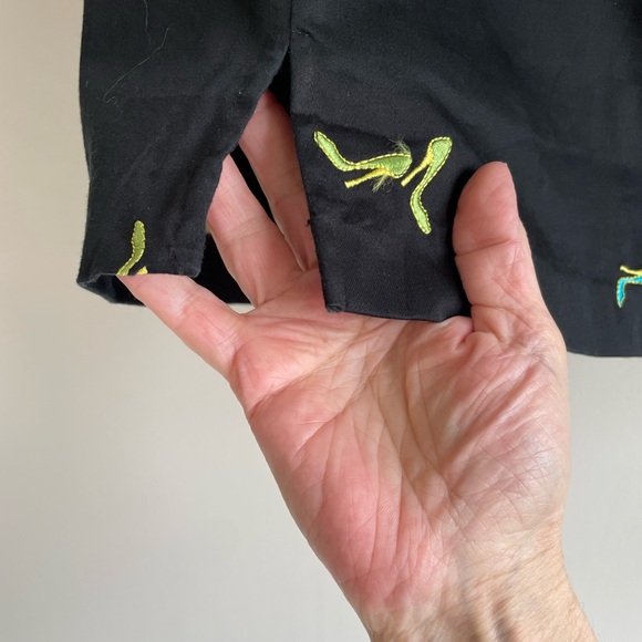 VINTAGE BLACK SKORTS ZIPPER HIGH HEEL EMBROIDERY ZIPPER BLUE PINK YELLOW - Picture 6 of 9